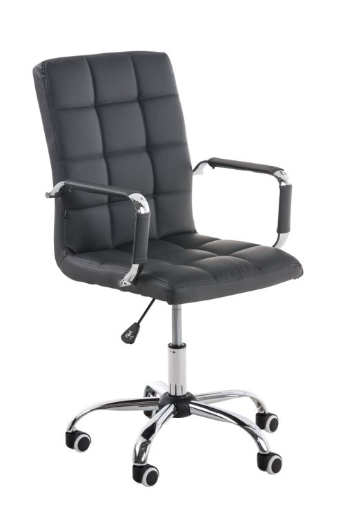 Chaise de Bureau Deli V2 en Similicuir avec Piètement en Métal chromé - Couleur Gris