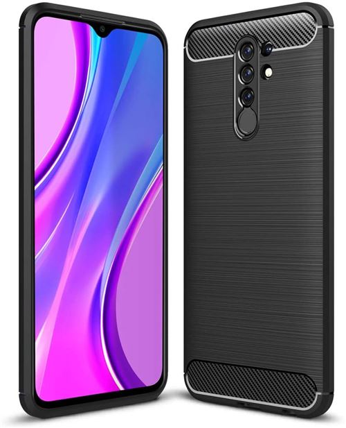 Advansia Coque de protection pour Xiaomi Redmi 9 N Fibre de Carbone Noir