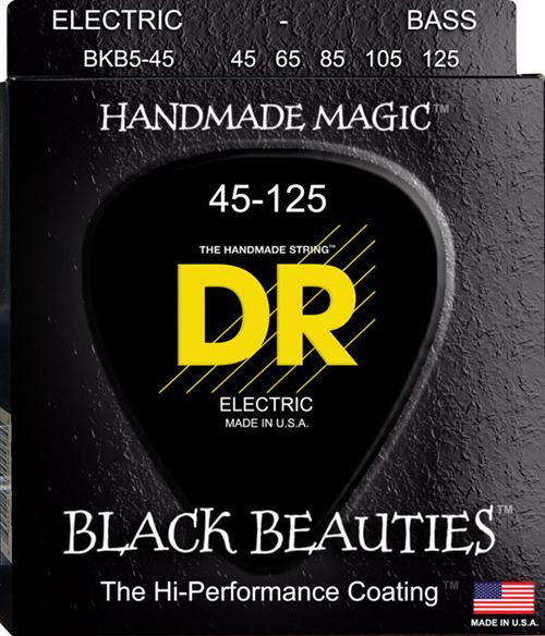Dr Strings Bkb5-45 Handmade Magic Black Beauties 5C 45-125 Cordes Guitares Basses 5