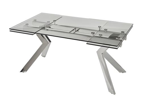 Table A Manger Extensible Velika Verre Trempe Metal 6 A 8 Couverts Achat Prix Fnac