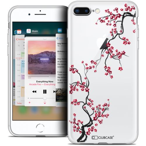 Caseink - Coque Housse Etui Apple iPhone 8 Plus (5.5 ) [Crystal Gel HD Collection Summer Design Sakura - Souple - Ultra Fin - Imprimé en France]