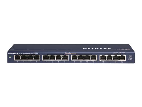 NETGEAR ProSAFE GS116 16 Port Gigabit Desktop Switch - switch - 16 poorten