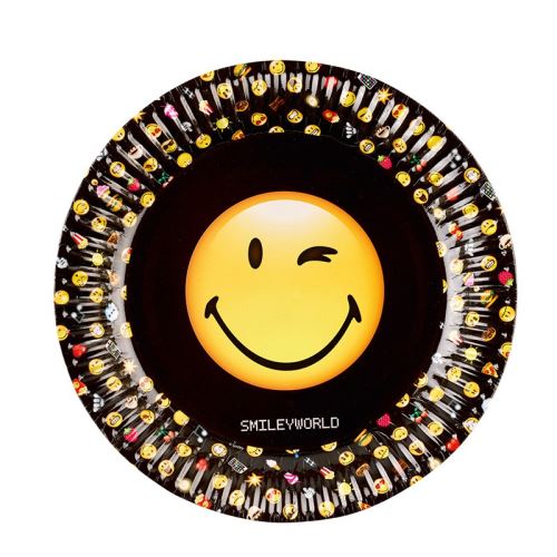 8 assiettes en carton smiley emoticones 23 cm