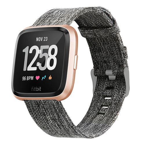 Non Communiqué Gris Bracelet En Toile Simple Pour Fitbit Versa 3 / Sense - Foncé (Taille S) - Image 1