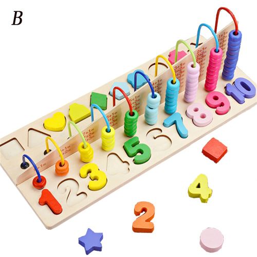 Perles en bois pour enfants Numéro graphique Puzzle Jigsaw jouet éducatif pour les enfants Pealer5338