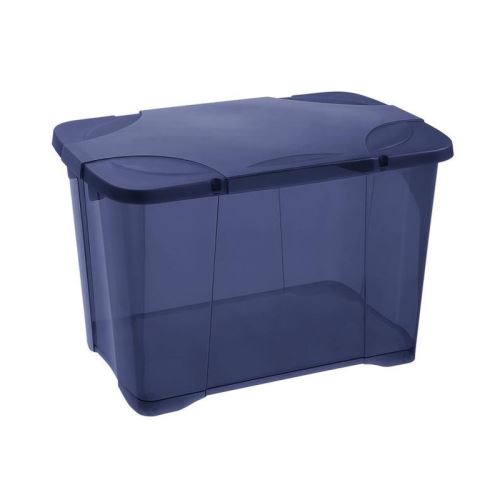 eda plastique boîte de rangement clip'box 60 l avec roulette - bleu couvercle avec charniere - 60 x 40 x 40,7 cm
