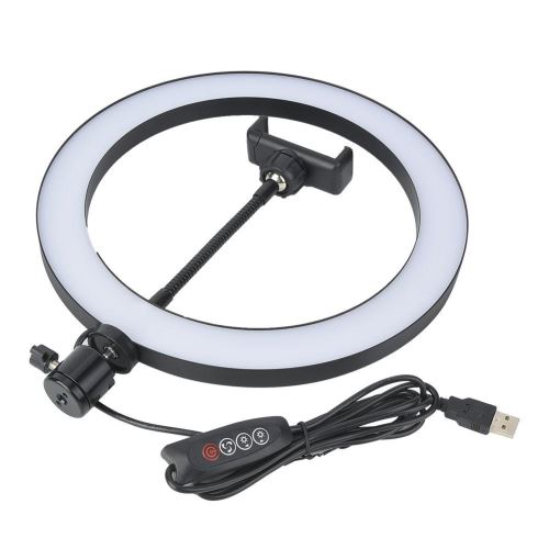 Lampe annulaire 10 pouces LED Living Selfie Fill Lamp Dimmable 3 modes d'éclairage (alliage d'aluminium)
