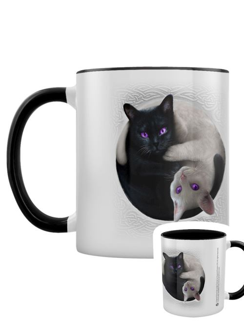 Spiral Tasse Yin Yang Cats Intérieur de couleur noire blanc