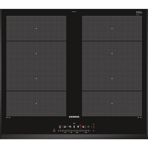 Siemens iQ700 EX651FXC1E - Table de cuisson à induction - 4 plaques de cuisson - largeur : 59.2 cm - profondeur : 52.2 cm - noir - avec cadre biseauté - noir