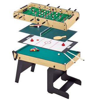 Table multi jeux pliable 4 en 1 ados   Baby foot   Billard   Ping Pong   Hockey - 1