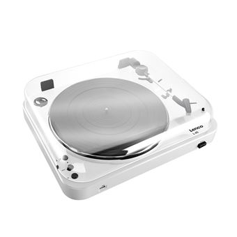 Tourne-Disque Lenco L-85 – Entraînement Par Courroie – USB Pour Numérisation – Préamp Intégré – Blanc – 33/45 Tours