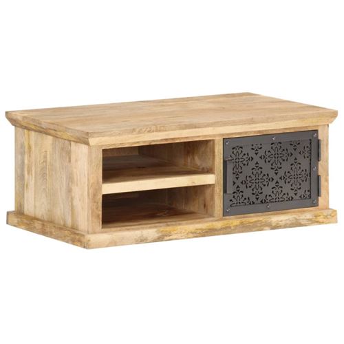 vidaXL Table basse avec porte 90x50x35 cm Bois de manguier solide