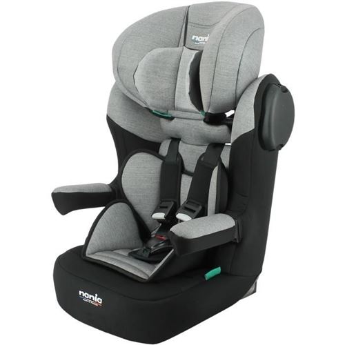 Siège auto ceinturé MAX I 76-140 cm R129 – de 3 à 10 ans – Têtière réglable - Base inclinable - Gris - Fabrication française