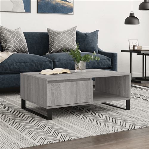 Vidaxl Gris Table Basse Sonoma 90X60x35 Cm Bois D'ingénierie827074 - Image 3