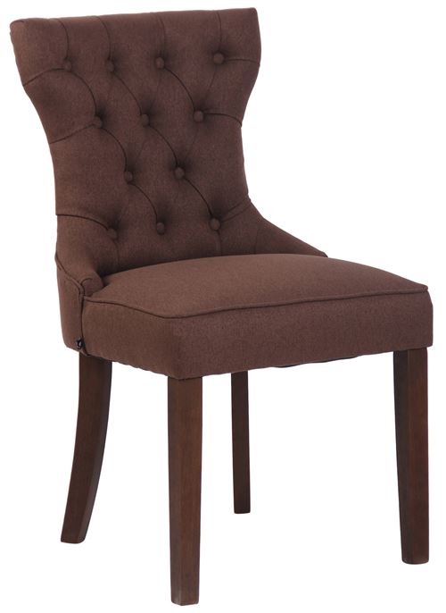 Chaise de salle à manger Franca en tissu avec pieds en bois de caoutchouc , Marron/Antique