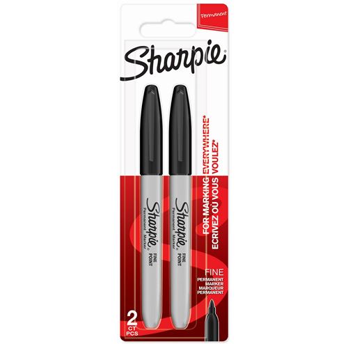 SHARPIE - 2 marqueurs permanents - Noir - Pointe Fine - sous blister
