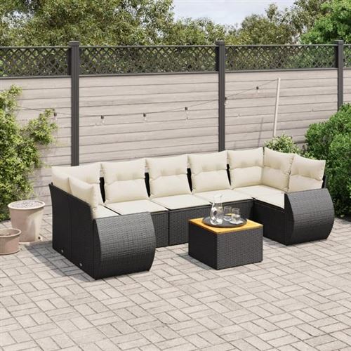 Non Communiqué Noir 8 Pieces Vidaxl Salon De Jardin Modulable 7 Personnes Rotin 62 X 62 X 69
