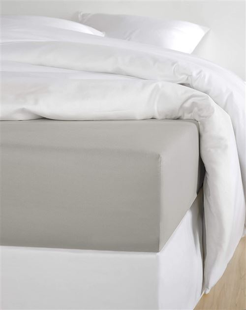 De Witte Lietaer Olivia Drap Housse qualité Satin Coton preigné, Gris Clair/Dove, 180x200 cm h30 cm