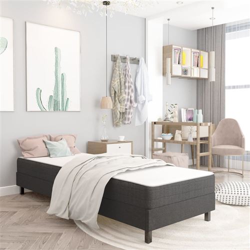 Sommier tapissier Gris fonc&eacute; Tissu 100x200 cm Vidaxl n/a