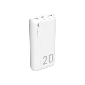 Silicon Power GS15 - Banque d'alimentation - 20000 mAh - 2.1 A - 2 connecteurs de sortie (USB) - blanc