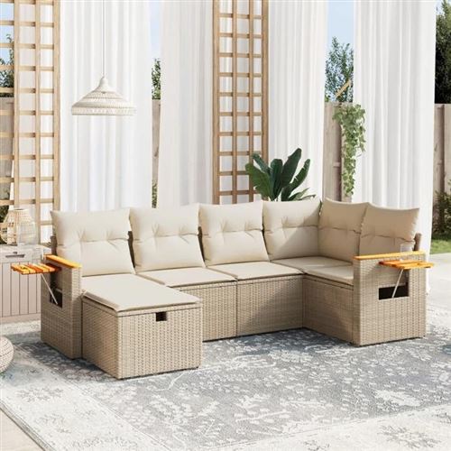 Non Communiqué Beige Vidaxl Salon De Jardin Modulable - Lot De 6 Pièces - Rotin