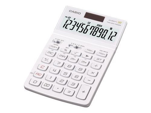 Casio JW-200TV - Calculatrice de bureau - 12 chiffres - panneau solaire, pile - blanc riche