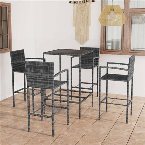 Non Communiqué Gris Vidaxl Ensemble De Bar De Jardin 5 Pcs Table Et Chaises De Patio Salon De Jardin Mobilier De Terrasse Extérieur Résine 3064841