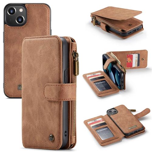 Étui luxe 2-en-1 à rabat pour iPhone 13 Mini Brun Marron CaseMe