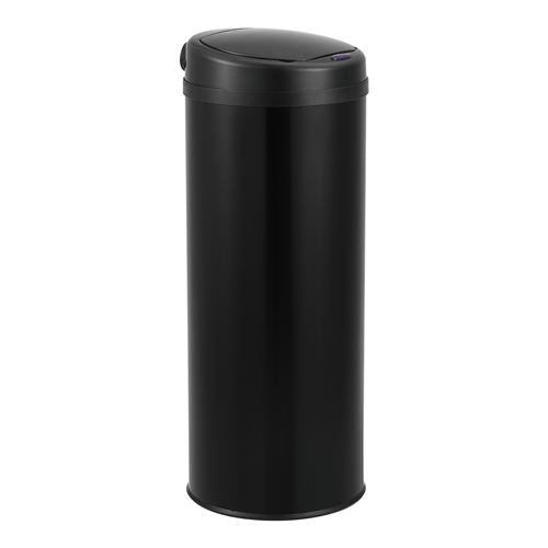 Poubelle Automatique Hygiénique Sans Contact Bac à Ordures pour Cuisine à Capteur Fonction Manuelle Acier Inox Plastique ABS 47 Litres 77 x 31 cm Noir