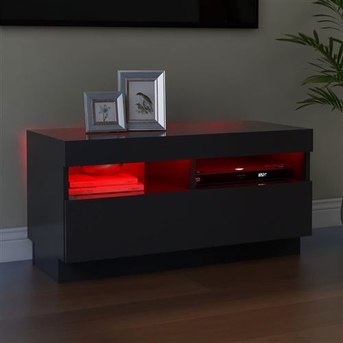 vidaXL Meuble TV avec lumières LED Gris 80x35x40 cm
