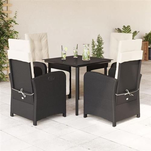 Vidaxl Ensemble À Manger De Jardin Avec Coussins 5 Pcs, Table Et Chaises Avec Dossier Réglable, Meubles D'extérieur Patio 3212302 - Image 3