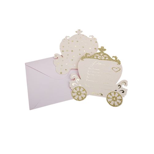 8 cartons invitation enveloppes princesse carrosse - 79695