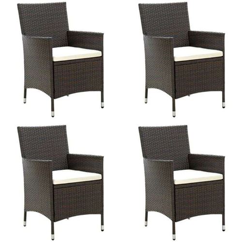 Non Communiqué Marron Lot De 4 Chaise Vidaxl H. 88 Cm Empilable Non Pliable En Resine Tressee Exterieur