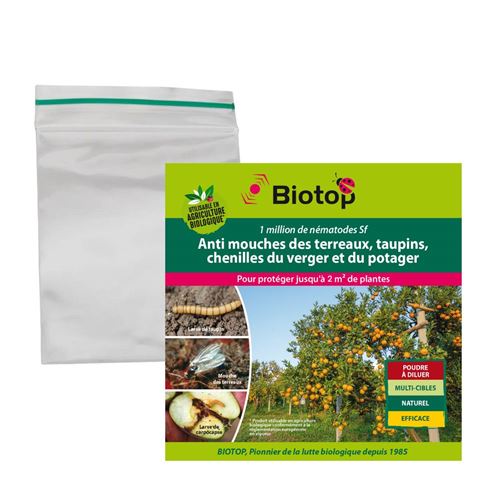 Biotop - nématodes sf anti mouches terreaux, taupins, chenilles 1m pour 2m²