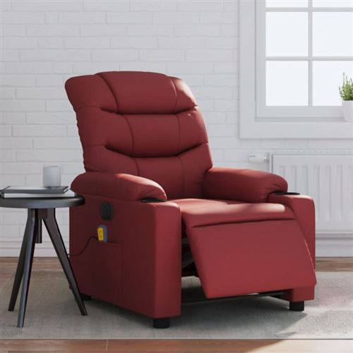 Vidaxl Rouge Fauteuil Massage Électrique - Bordeaux - Image 3