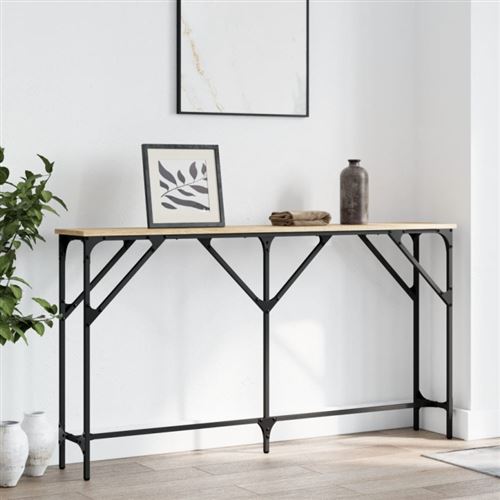 Table console chêne sonoma 140x23x75 cm bois d ingénierie