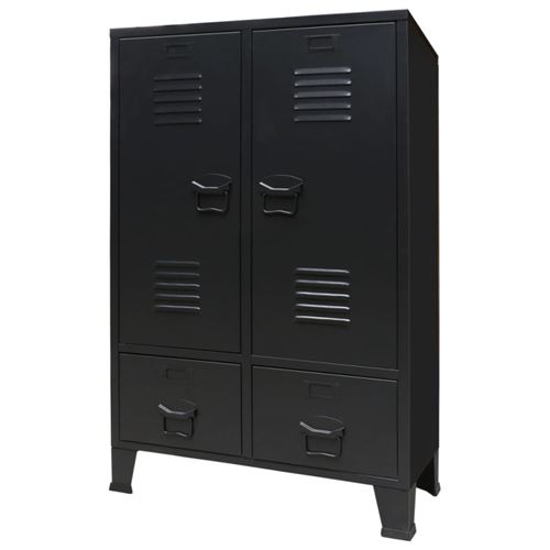 vidaXL Garde-robe Métal de style industriel 67 x 35 x 107 cm Noir