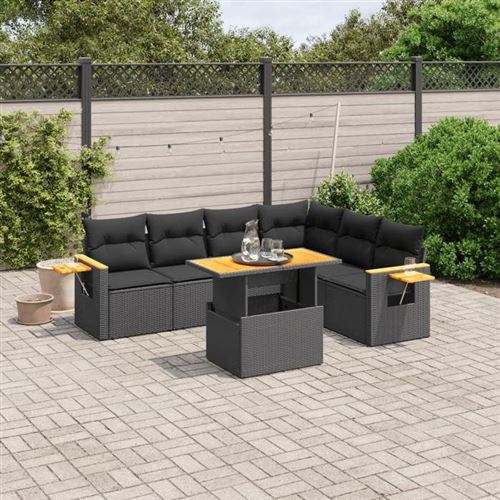 Non Communiqué Noir Vidaxl Salon De Jardin Avec Coussins 7 Pcs, Canapés De Terrasse, Ensemble De Meubles De Patio, Mobilier D'extérieur, 3273533