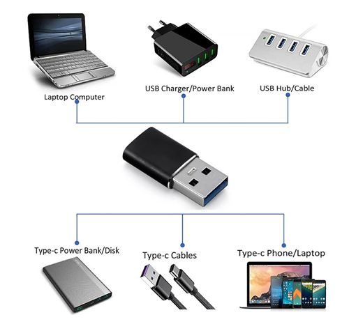 Adaptateur USB C OTG Adaptateur USB C vers USB Câble USB Type C vers OTG  pour tablettes 