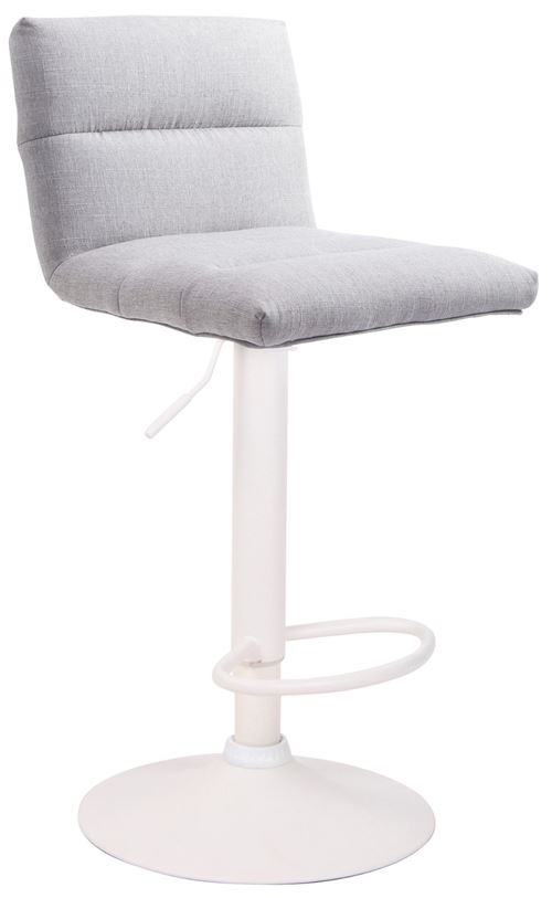 Tabouret de bar Limerick en Tissu avec Pied et repose-pieds en Métal , Gris clair/Blanc