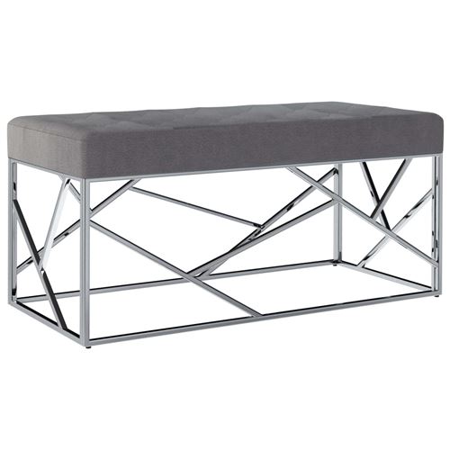 vidaXL Banc 97 cm Gris Tissu de velours et acier inoxydable