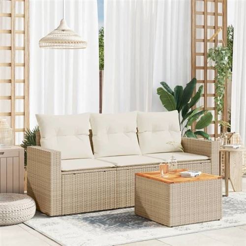 Vidaxl Beige Salon De Jardin Avec Coussins 4 Pcs - Image 2