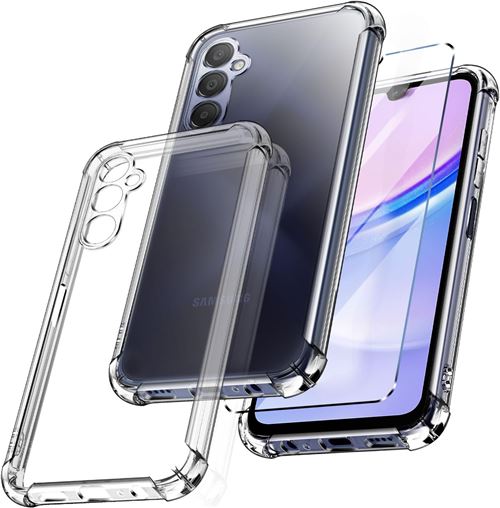 Coque Pour Samsung Galaxy A15 Silicone Transparente Angles Renforces + Verre Trempe Little Boutik©