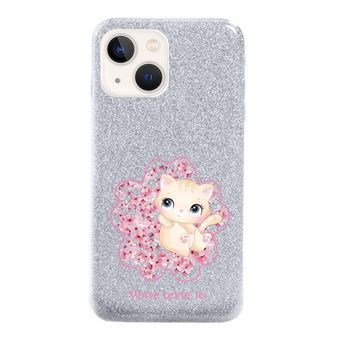 Étui Portefeuille Flip Pour IPhone 15 - Violet, Motif Chat & Fleurs - Marque Odeydo