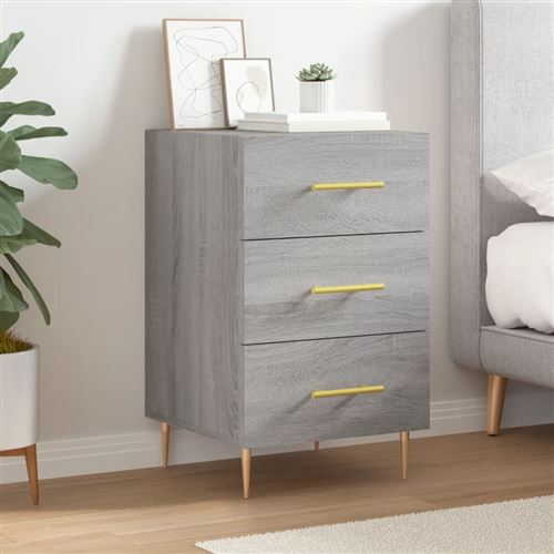 vidaXL Table de Chevet, Table de Nuit avec Tiroir, Armoire de Chevet, Meuble de Rangement Salon Chambre à Coucher, Moderne, Sonoma Gris Bois d'Ingénierie