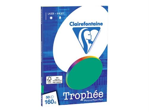 Clairefontaine TROPHEE - Vert forêt - A4 (210 x 297 mm) - 160 g/m² - 50 feuille(s) papier uni