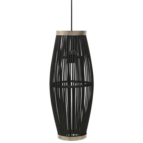 vidaXL Lampe suspendue Noir Osier 40 W 21x50 cm Ovale E27