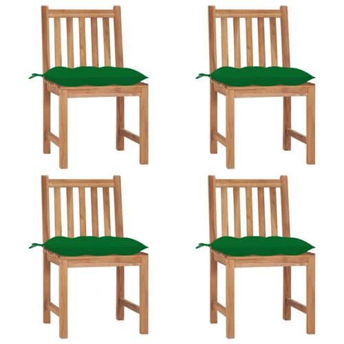 Non Communiqué Bois Chaises De Jardin Lot De 4 Avec Coussins De Teck Massif