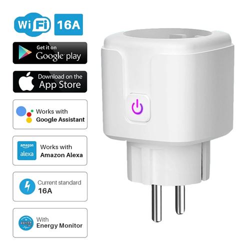 Prise intelligente, mini prise Wi-Fi qui fonctionne avec Alexa et Google  Home, prise intelligente avec télécommande et fonction minuterie, Wi-Fi 2,4