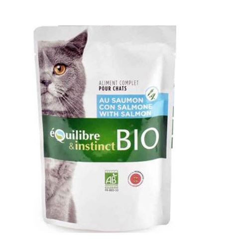 un Emincés Bio au saumon,1 sachet de 100g pour chat 401063 - Equilibre & Instinct - EQ-05594